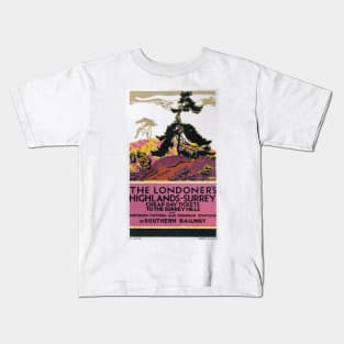 Surrey Hills - SR - Vintage Railway Travel Poster - 1926 Kids T-Shirt